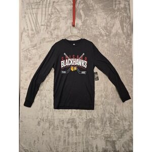 Chicago Blackhawks NHL Long Sleeve T Shirt Black Adult Medium Hockey Fan Apparel